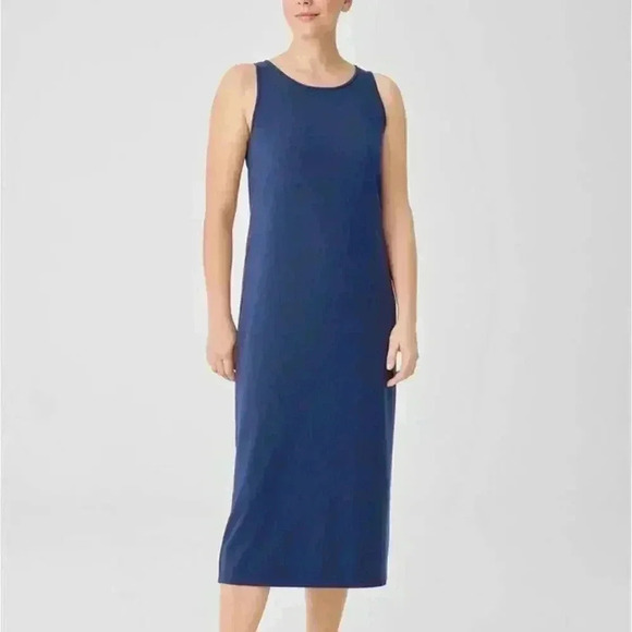 Eileen Fisher Navy Stretch Jersey Knit Tank Dress - size Medium - Picture 1 of 4